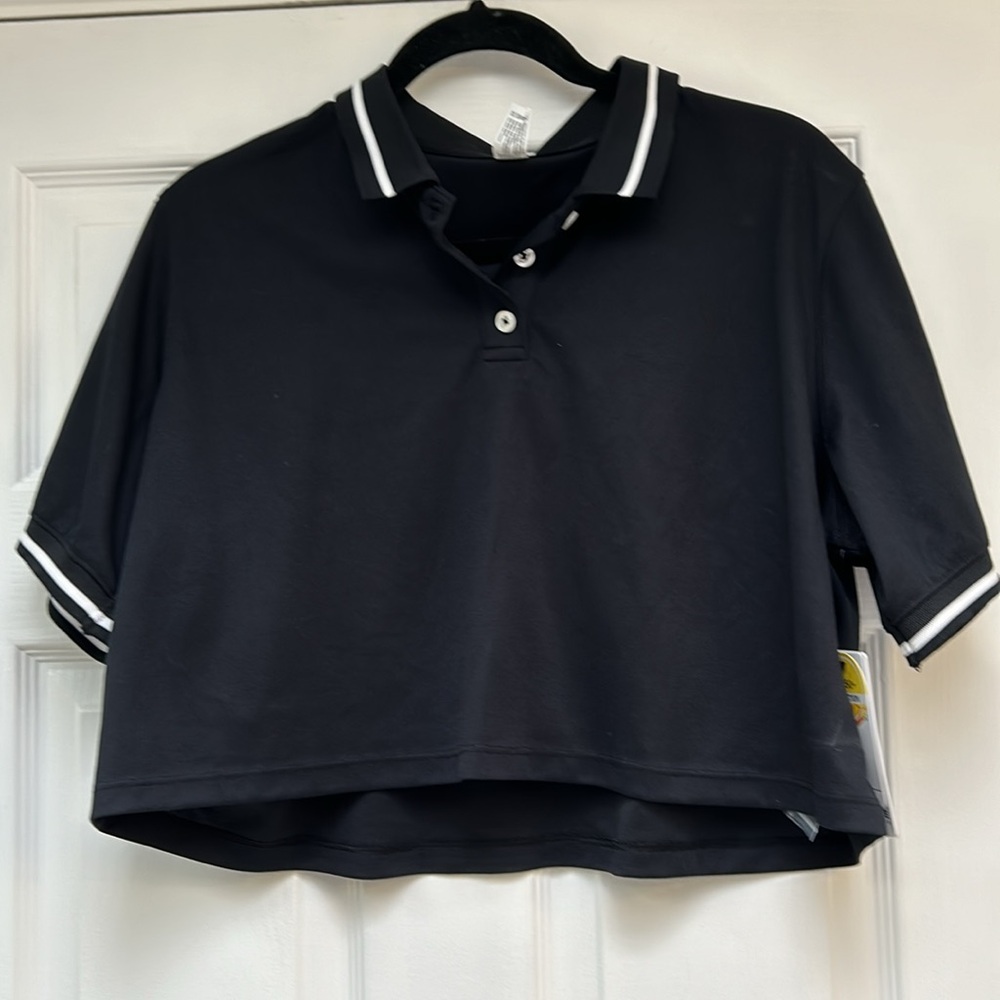 90 Degree by Reflex Dynamic Pique Tennis Cropped Polo Tee-Size XL  NWT